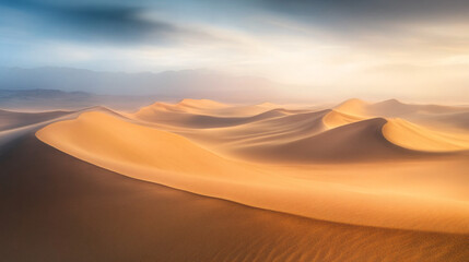 Breathtaking sunrise over mesquite flat sand dunes in death valley national park, california