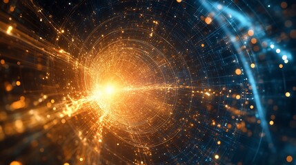 Obraz premium Theoretical AIdriven project simulating the quantum field interactions in a Type II civilization's energy grid advancing their understanding of cosmic forces on the Kardashev scale