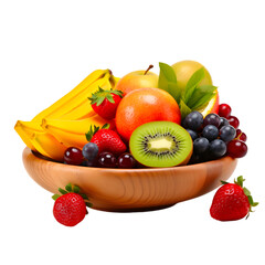 Colorful fruit bowl with various tropical fruits