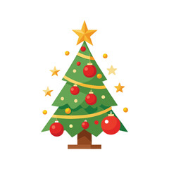 Christbaum Christmas Tree Vector - Elegant Decorative Design with Berries, Stars, and Festive Elements for Holiday Art