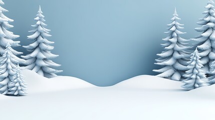 Fototapeta premium Beautiful snowy landscape with firs and drifts Merry Christmas and Happy New Year background with space for text Winter wonderland
