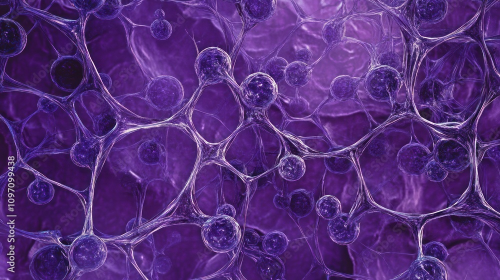 Aufkleber abstract representation of interconnected cells in a purple hue, illustrating biological structures.