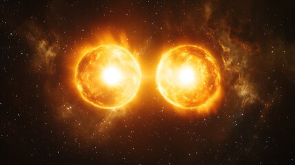 Binary star system in vibrant space