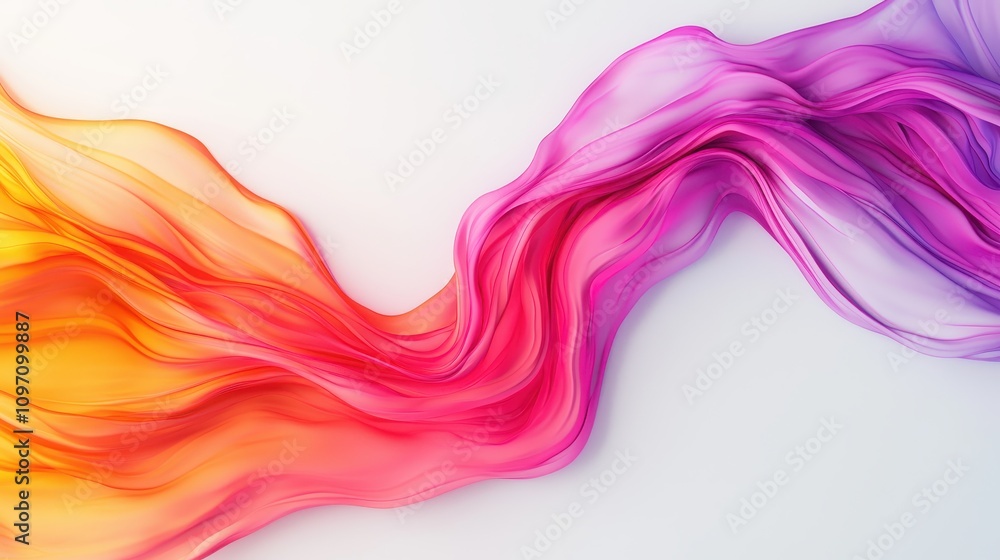 Poster dynamic flow of colorful fabric waves abstract art visual design studio environment vibrant concept