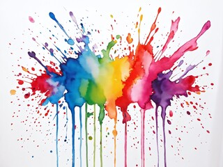 Fototapeta premium Colorful watercolor splash art displaying vibrant hues of blue, red, yellow, and green in unique patterns