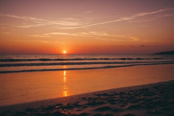 Obraz premium red orange gradient Sunset at a tropical beach