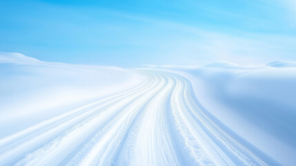 Snowy pathway winding through a serene winter landscape