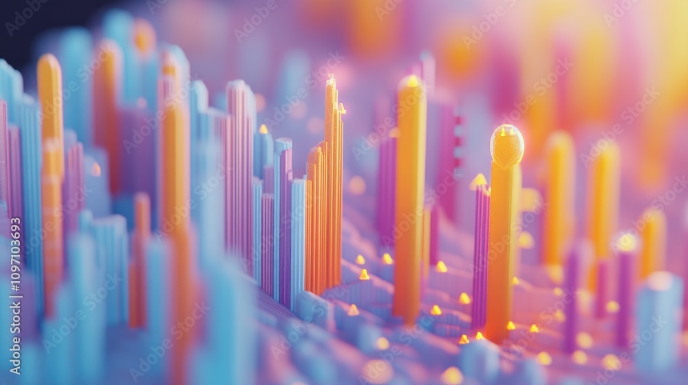 Leinwandbilder A vibrant abstract representation of data visualization using colorful vertical bars.