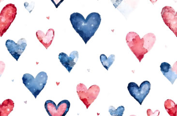 Water color heart pattern on transparent white background, St. Valentine, Love, AI art 