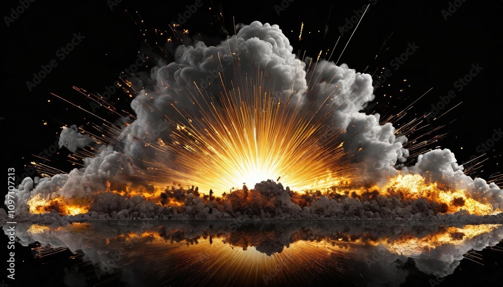 Poster high-resolution explosion border with transparent background â€“ dynamic blast effect ideal for grap