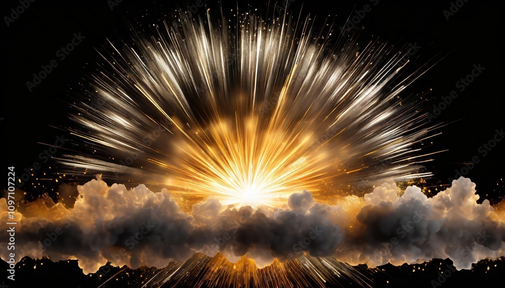 Poster Explosion Border Isolated on Transparent Background â€“ Dynamic Fiery Blast Effect for Design Projects, Explosive Burst with Smoke and Flames Ideal for Posters, Video Effects, or Game Assets
