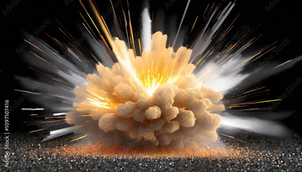 Poster high-resolution explosion effect isolated on transparent background - perfect for visual effects, ga