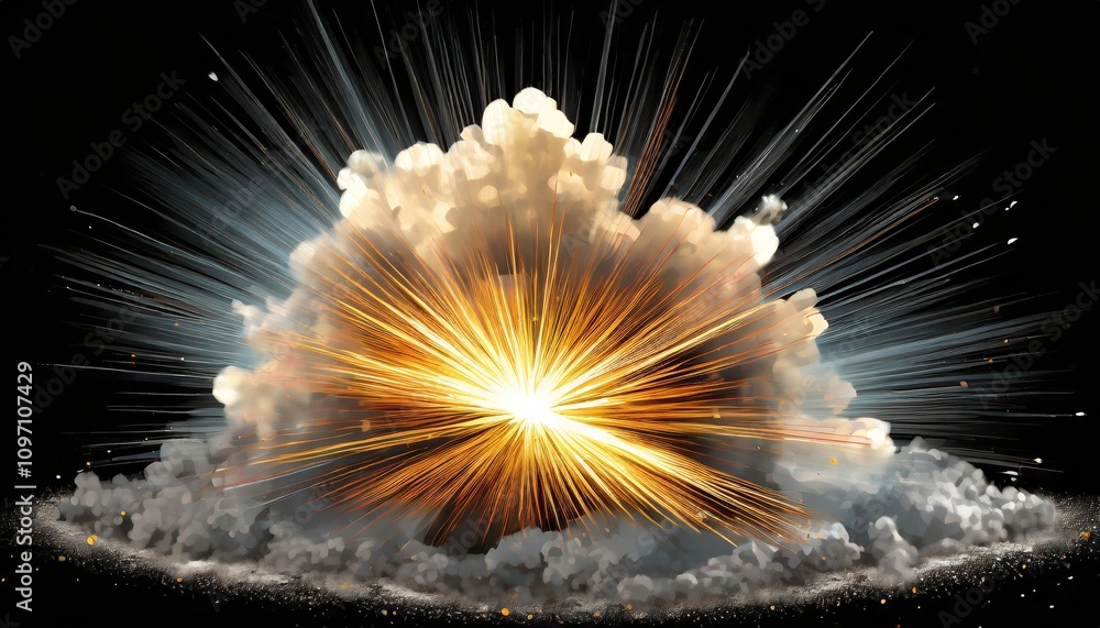 Poster high-resolution isolated explosion effect on transparent background for creative projects, digital a