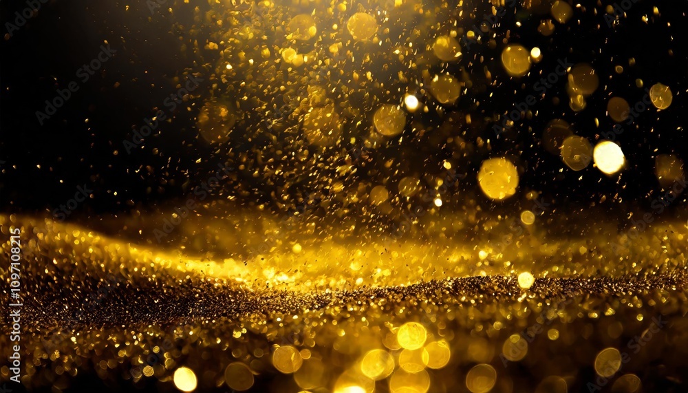 Poster radiant falling gold lights gala texture with sparkling abstract patterns of glittering dust particl