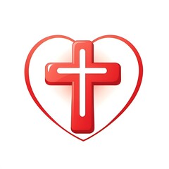 Obraz premium icon symbol logo medicine health care cross plus heart isolated on white background