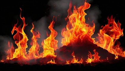 High-Resolution Realistic Fire Flames with Transparent Background | Vibrant Burning Red and Orange Tones for Creative Projects, Photo Overlays, and Digital Design Elements