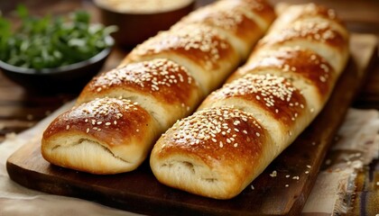 Delicious Bread Sticks Topped With Sesame Seeds - Focused On Quality Ingredients And Flavors For An Irresistible Snack Option.