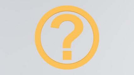 Yellow 3D question mark with a circle on a white background. A symbol that represents doubt and curiosity. Perfect for projects that seek to convey a sense of questioning.