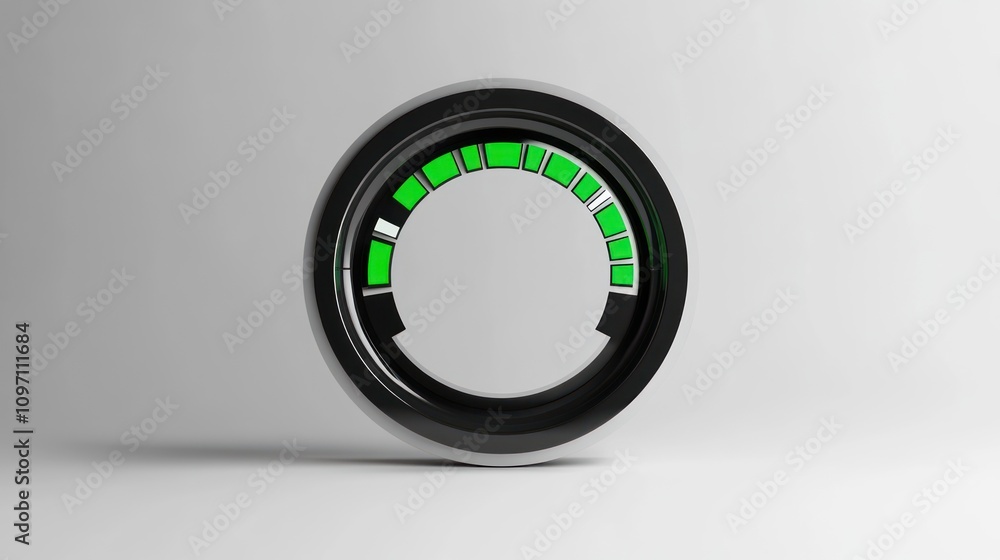 Poster a circular gauge with green indicators, suggesting measurement or monitoring.