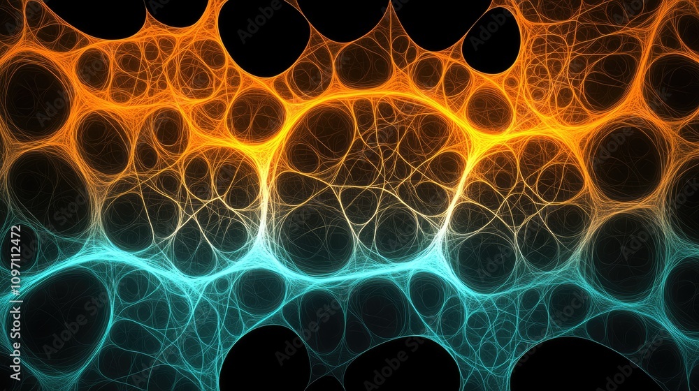Poster this abstract background features intricate patterns of orange and turquoise, creating a modern and 
