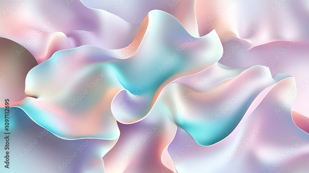 Poster creating a sense of sophistication and elegance, this design features wave-like formations in soft p