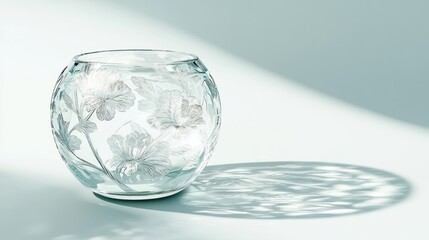 Elegant Glass Vase with Etched Floral Design