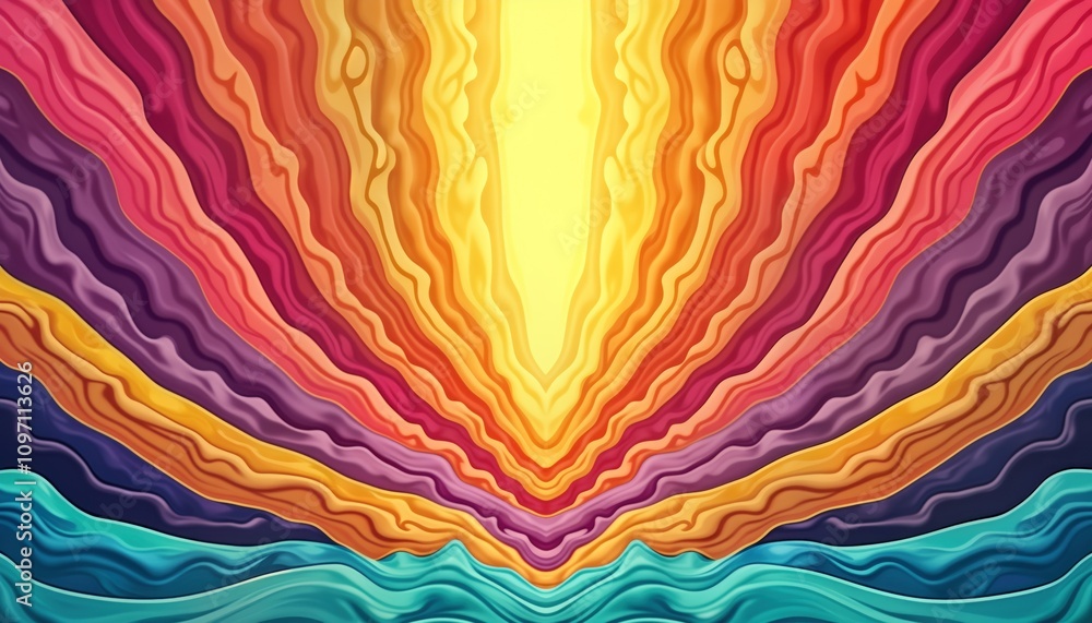 Poster abstract vibrant color background design. geometric pattern texture. rainbow curve lines shapes. mod