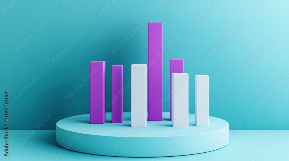 Poster a 3d bar graph representation in vibrant colors, illustrating data comparison.