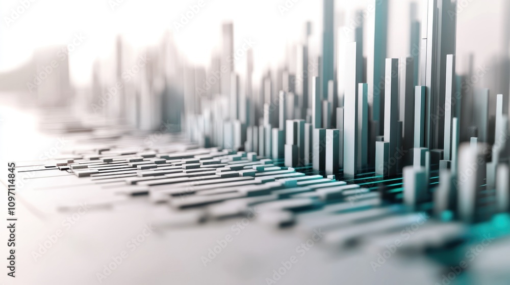 Leinwandbilder abstract visualization of data represented by vertical bars and lines.