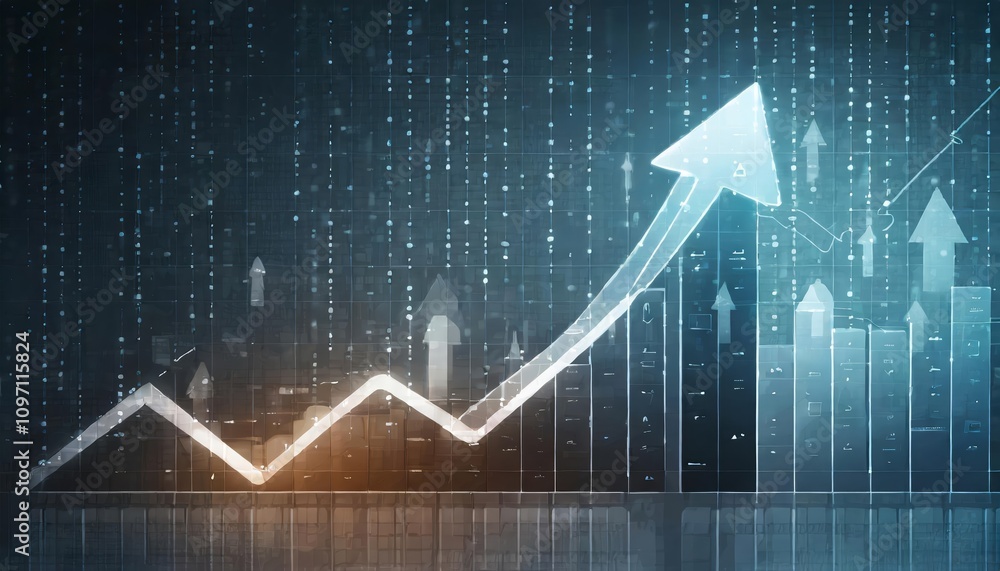 Aufkleber futuristic upward arrow chart symbolizing digital transformation and innovative technology, showcasi