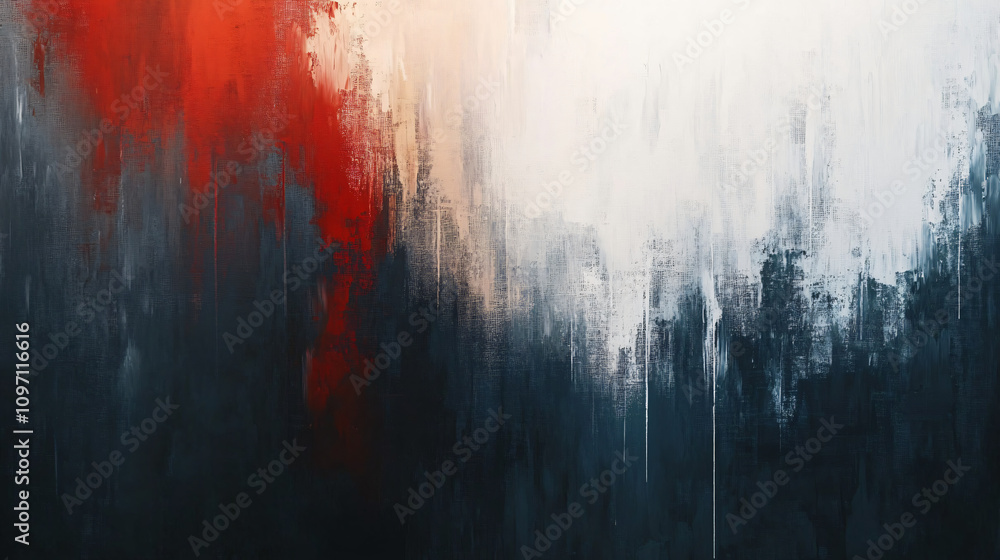 Aufkleber red and grey paint strokes blend on canvas, forming an abstract and dramatic backdrop with contrasti