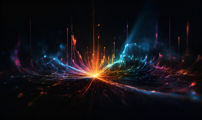 Atomic spectrum emission lines in dramatic style.