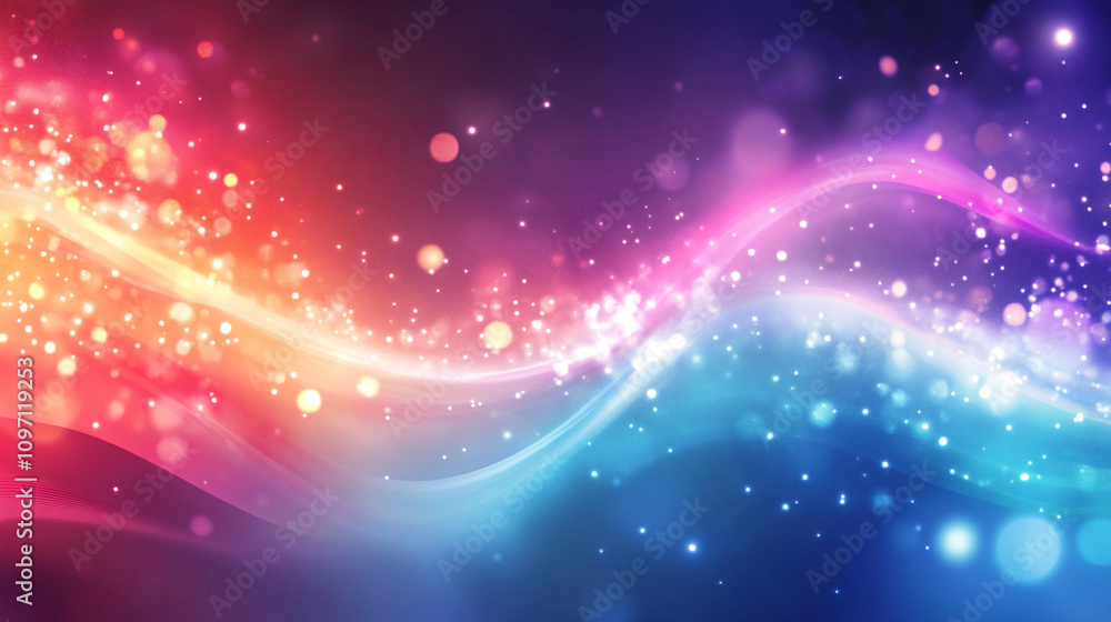 Aufkleber dynamic and energetic abstract background with colorful waves, sparkling particles, and glowing ligh