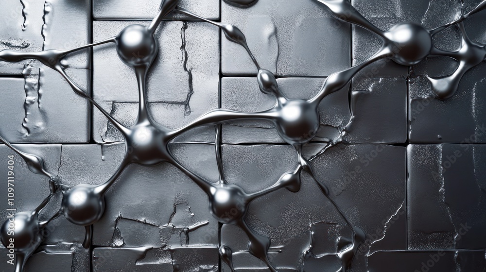 Poster abstract representation of interconnected nodes and surfaces, suggesting technology and innovation.