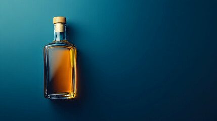 Whiskey Bottle on Dark Blue Background