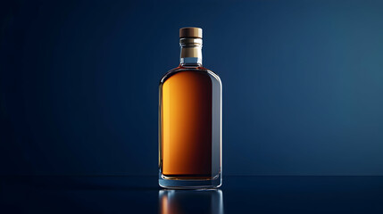 Whiskey Bottle on Dark Blue Background.illustration