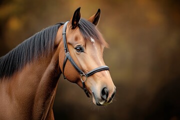 Fototapeta premium Majestic horse in a serene forest setting during autumn