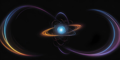 Atomic spectrum in a unique black and white style composition.