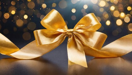Elegant Gold Bow with Ribbon Decoration: Perfect for Gift Wrapping, Holiday Celebrations, and Luxurious Packaging, Featuring a Radiant Metallic Finish That Adds a Touch of Glamour to Any