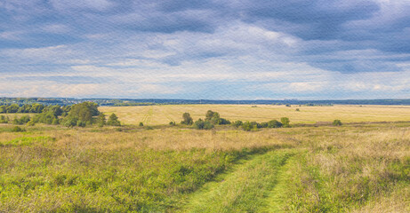 Large, open field with a road running through it