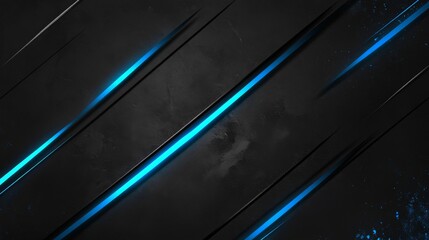 Abstract Blue Neon Lines on Dark Grunge Background: Modern Geometric Design