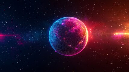 Cosmic Sphere: A vibrant Universe of Glowing Particles