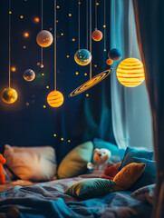 Naklejka premium The Solar System in Full Detail, Featuring the Sun at the Center with the Planets Orbiting Around It, Illustrating the Dynamic and Constant Motion of Our Cosmic Environment 