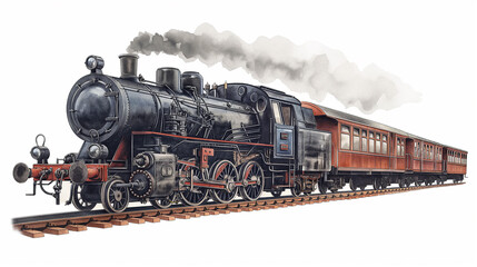 Naklejka premium Train vintage illustration isolated on white background