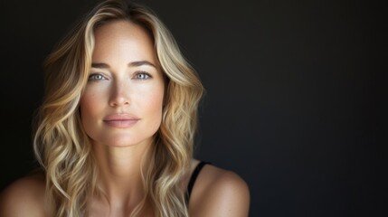 Fototapeta premium Stunning Blonde Woman Portrait: Captivating Beauty and Elegance