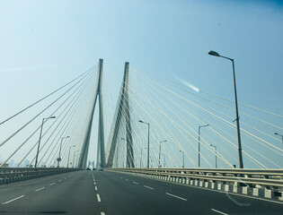 Bandra Worli Sea link  cable-stayed bridge in Mumbai, India - Stock Image