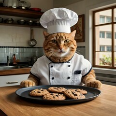 Cat Chef Baking Cookies