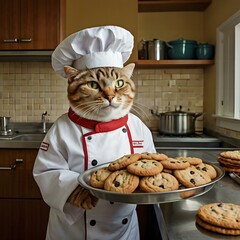 Cat Chef Baking Cookies