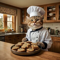 Cat Chef Baking Cookies