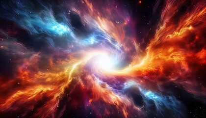 Supernova Remnant Expanding into Space with Colorful Gas Clouds and Dense Central Core